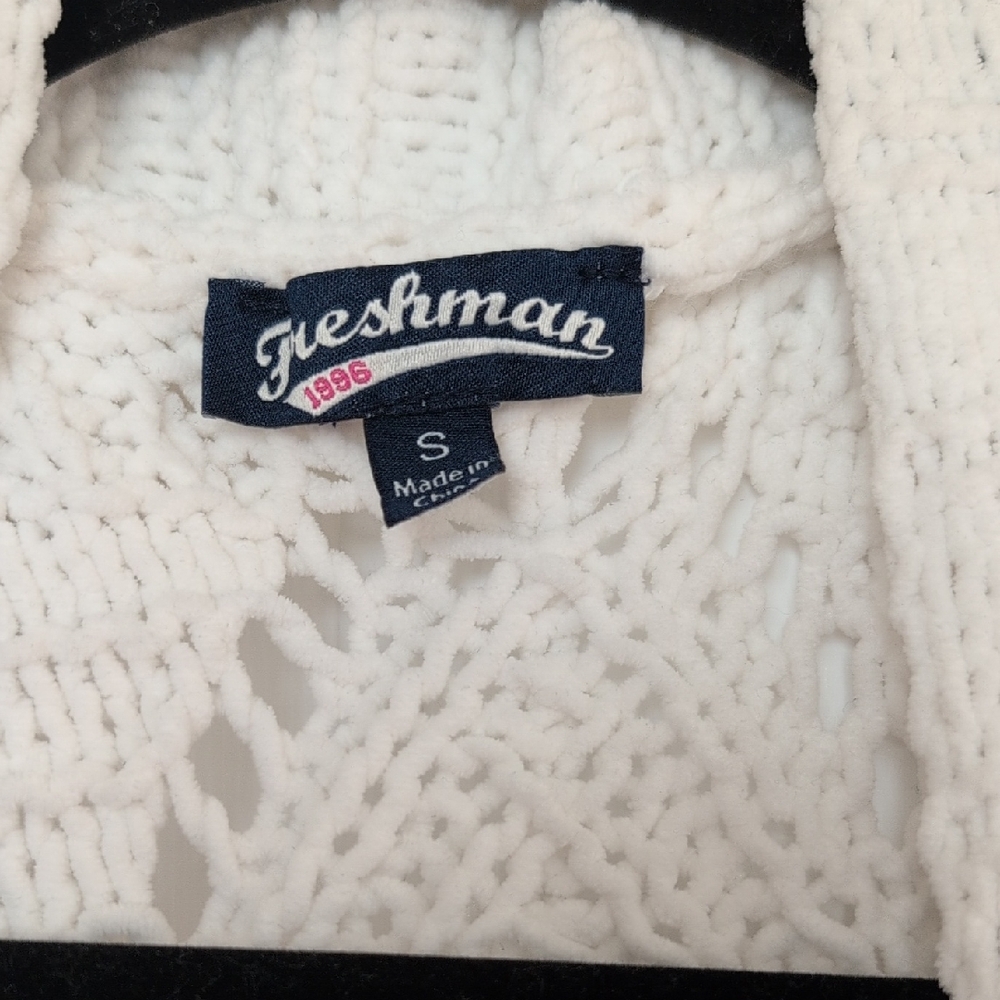 Freshman 1996 White Chunky Knit Trench Sweater